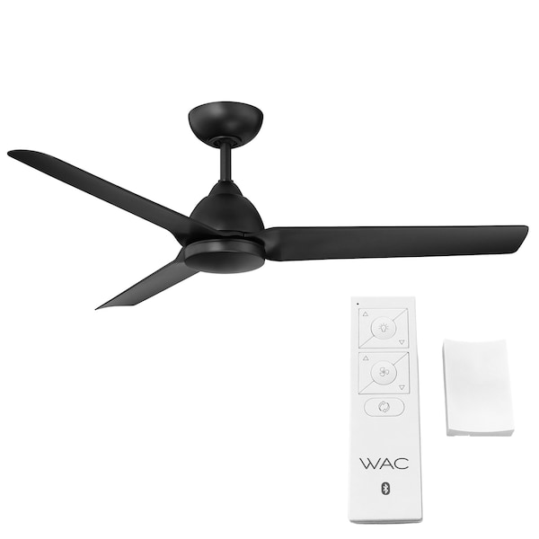 Wac Mocha Indoor and Outdoor 3-Blade Smart Ceiling Fan 54in Matte Black with Remote Control, 3 Blades - F-001