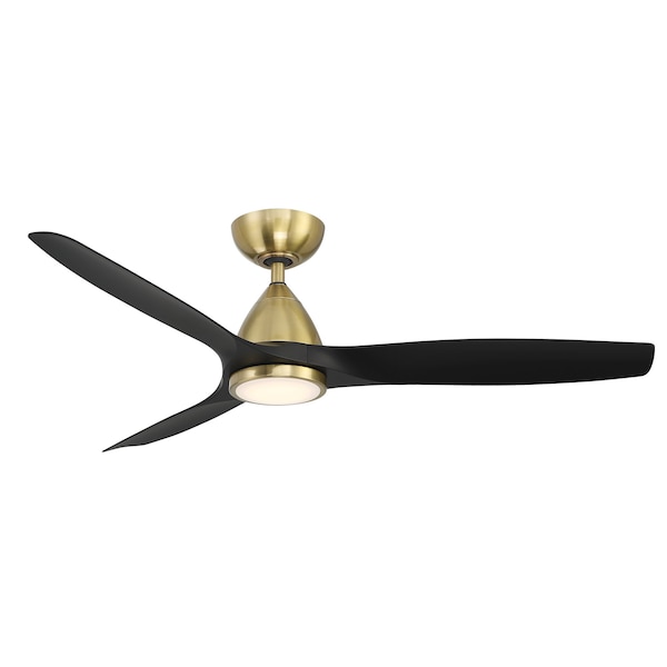 Modern Forms Skylark 3-Blade Smart Ceiling Fan 54in Satin Brass Black 3000K LED Light Kit and Remote Control - FR-W2202-54L