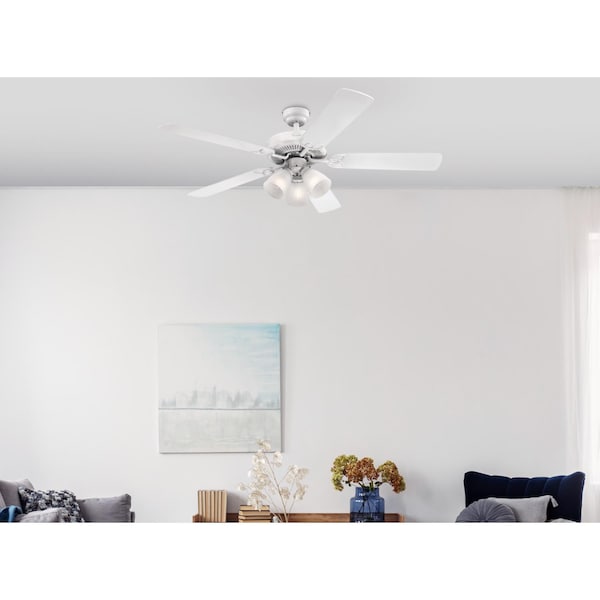 Westinghouse Vintage 52" 5-Blade Wht Indoor Ceiling Fan w/Dimmable LED Light - 7236400