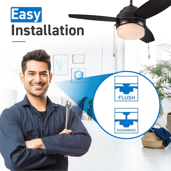 Commercial Cool 42 Ceiling Fan 3-Blade With Pull Chain And Light Kit - CCF43P40