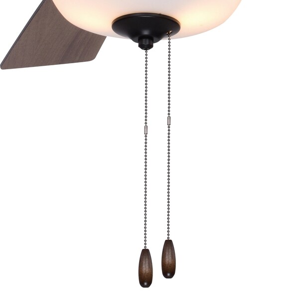 Vaxcel Lisbon 42-in. Black and Hickory Flush Mount Hugger Ceiling Fan with LED Light Kit and Pull Chain - F0089