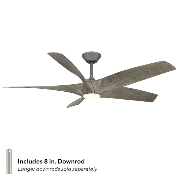 Modern Forms Fans Zephyr Indoor or Outdoor Smart Ceiling Fan 2700-3000-4000-5000K LED in Graphite/Weathered Wood - FR-W2401-62L-GH/WW