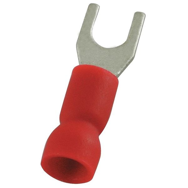 Terminal tipo horquilla de vinil para bloque #6, calibre 22-16 AWG, para perno PK100 - 4FRH2 de Power First.