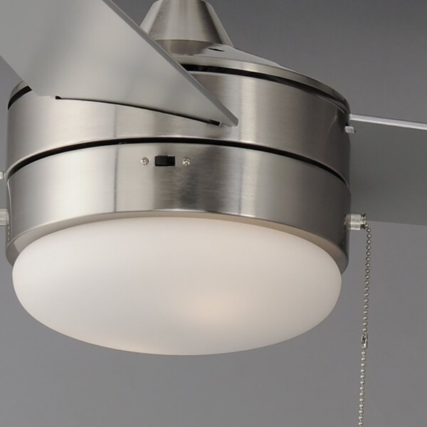 Maxim Lighting Trio 52'' 3-Blade Fan w Pull Chain, Satin Nickel/Black - 89906FTSNBK