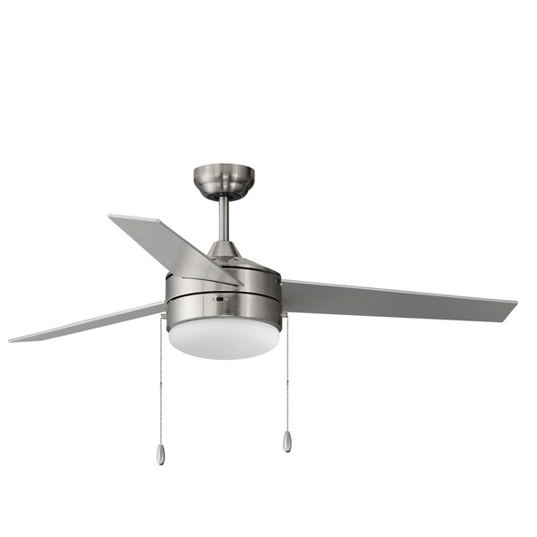 Maxim Lighting Trio 52'' 3-Blade Fan w Pull Chain, Satin Nickel/Black - 89906FTSNBK