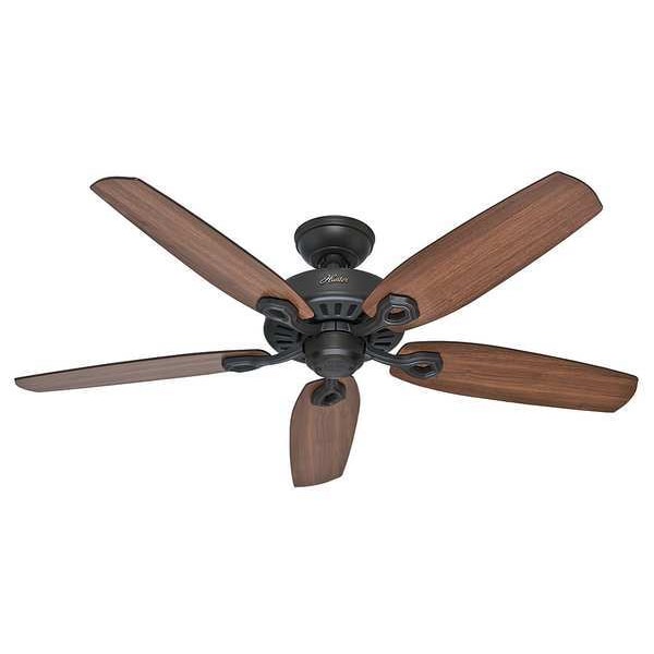 Hunter Decorative Ceiling Fan, 52 in Blade Dia, 5 Blades, 3 Speeds, 120V AC, New Bronze - 53242