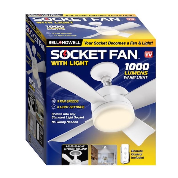 Bell + Howell Bell & Howell 6 in. Matte White LED Indoor Socket Fanlight - 8563