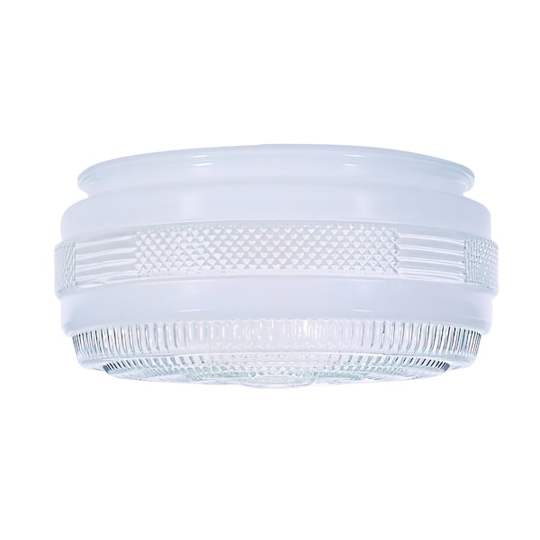 Satco Outside White Drum Glass Shade With Clear Sides And Bottom Dia 6-1/2 Fitter 5-7/8 Height 3-1/2 in. - 50/105
