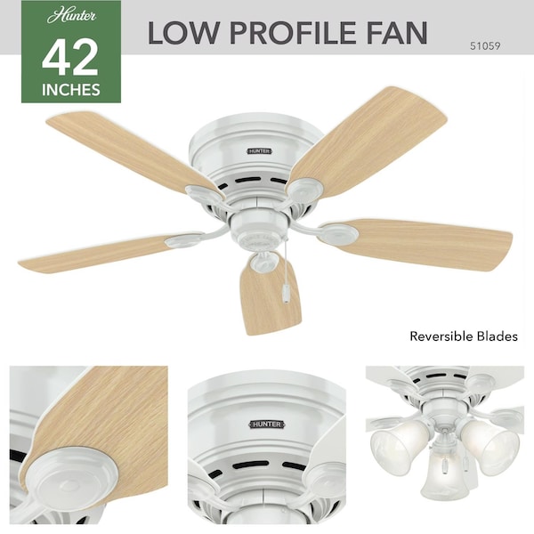 Hunter Hunter Low Profile 42 in. White Indoor Ceiling Fan - 51059