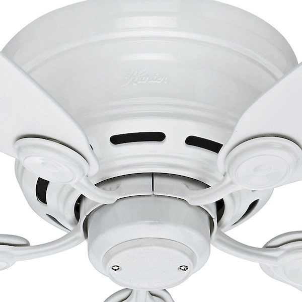 Hunter Decorative Ceiling Fan, 42 in Blade Dia, 5 Blades, 3 Speeds, 120V AC, White, 12.4" W - 51059