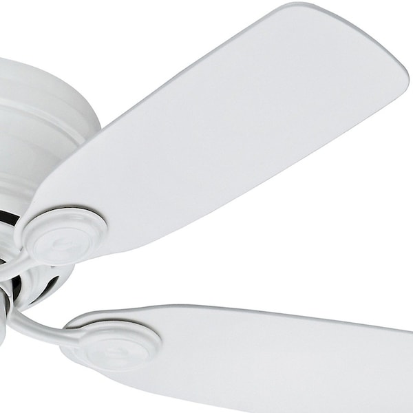 Hunter Decorative Ceiling Fan, 42 in Blade Dia, 5 Blades, 3 Speeds, 120V AC, White, 12.4" W - 51059