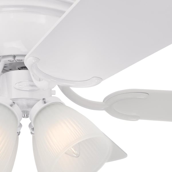 Westinghouse Contempra IV 52" 5-Blade Wht Indoor Ceiling Fan w/Dimmable LED Light - 7232300