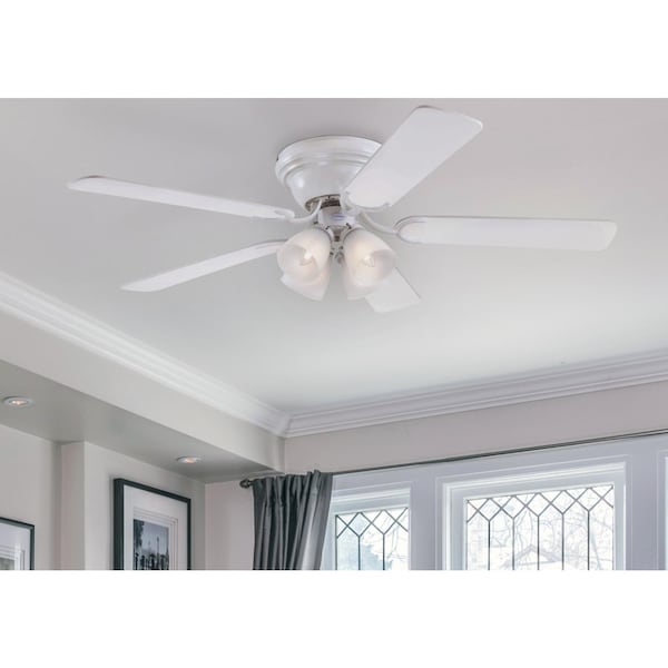Westinghouse Contempra IV 52" 5-Blade Wht Indoor Ceiling Fan w/Dimmable LED Light - 7232300