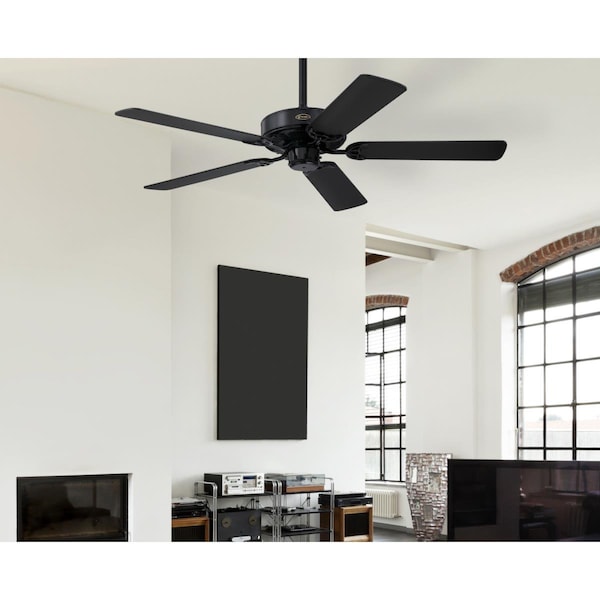 Westinghouse Ceiling Fan Indoor 52In Contractor Choice, Black, Matte Black Blades - 7303800