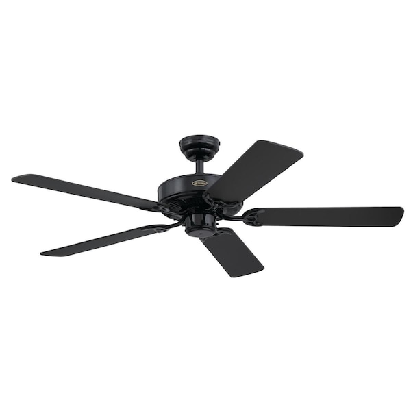 Westinghouse Ceiling Fan Indoor 52In Contractor Choice, Black, Matte Black Blades - 7303800