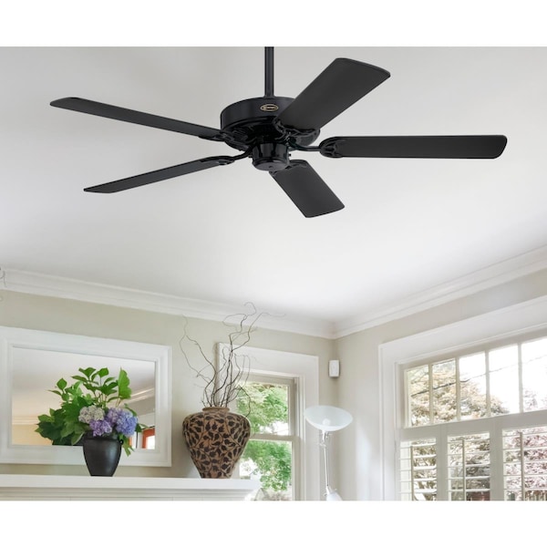 Westinghouse Ceiling Fan Indoor 52In Contractor Choice, Black, Matte Black Blades - 7303800