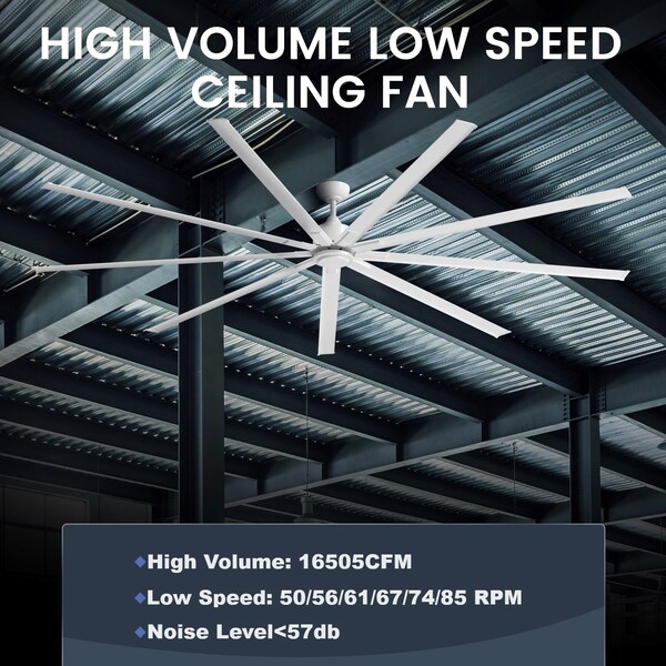 Iliving iLiving 108-Inch, 9 feet HVLS 9 Blades BLDC Big Ceiling Fan, Reversible, 16505 CFM with IR Remote - ILG8HVLS108