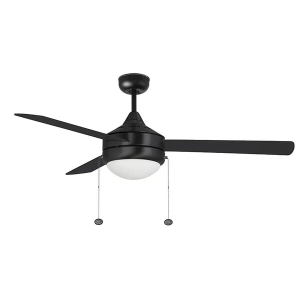 Westgate 52in Black Finish Plywood 3-Blade Ceiling Fan & Light, 20W, 3000K/4000K/5000K - WFL-112-PC-3B-52-MCT-BK-BK