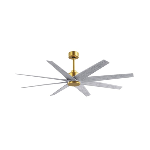 Matthews Fan Co Ariella 8-Blade Ceiling Fan In Brushed Brass And Barn Wood Tone Blades - AN-BRBR-BW-64