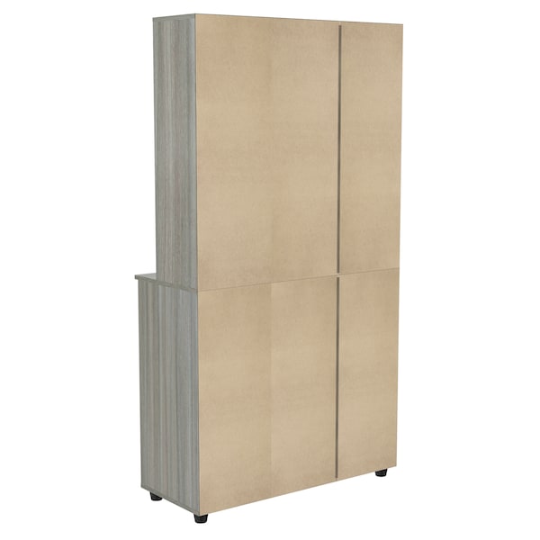 Inval Kitchen/Microwave Storage Cabinet 35.04 in. W x 15.35 in. D x 66.14 in. H in Smoke Oak - GCM-063