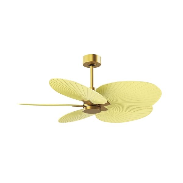 Matthews Fan Co Alessandra Tropical 5-Blade Ceiling Fan In Brushed Brass And Light Yellow Blades - AKTP-BRBR-YE