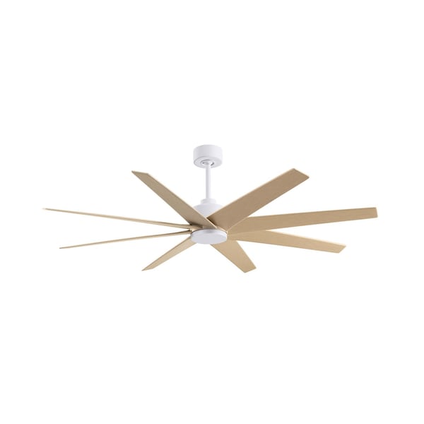 Matthews Fan Co Ariella 8-Blade Ceiling Fan In Matte White And Light Maple Tone Blades - AN-MWH-LM-64