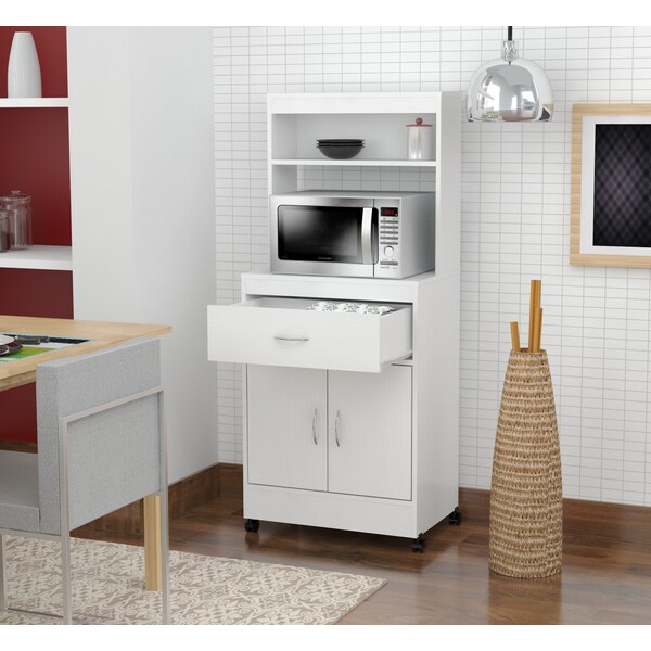 Inval Kitchen/Microwave Storage Cabinet 23.62 in. W x 15.75 in. D  x 54.13 in. H in White - GCM-040