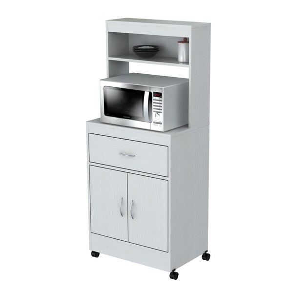 Inval Kitchen/Microwave Storage Cabinet 23.62 in. W x 15.75 in. D  x 54.13 in. H in White - GCM-040