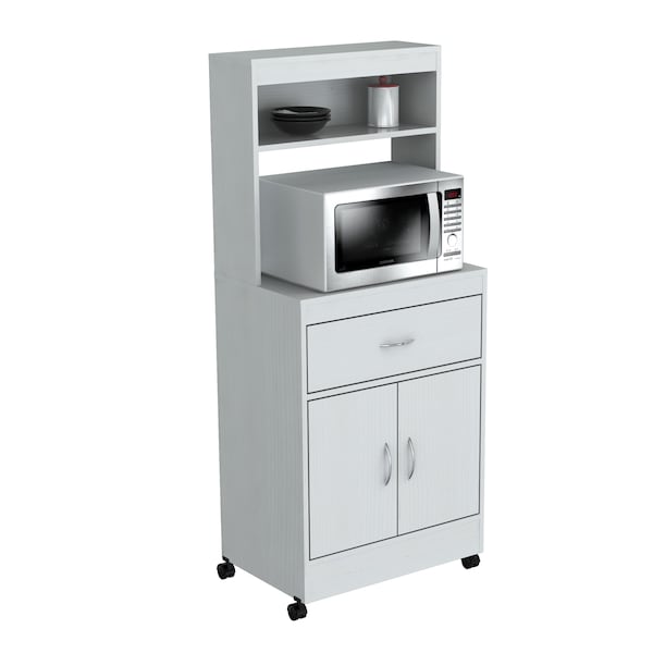Inval Kitchen/Microwave Storage Cabinet 23.62 in. W x 15.75 in. D  x 54.13 in. H in White - GCM-040