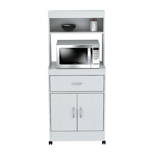 Inval Kitchen/Microwave Storage Cabinet 23.62 in. W x 15.75 in. D  x 54.13 in. H in White - GCM-040