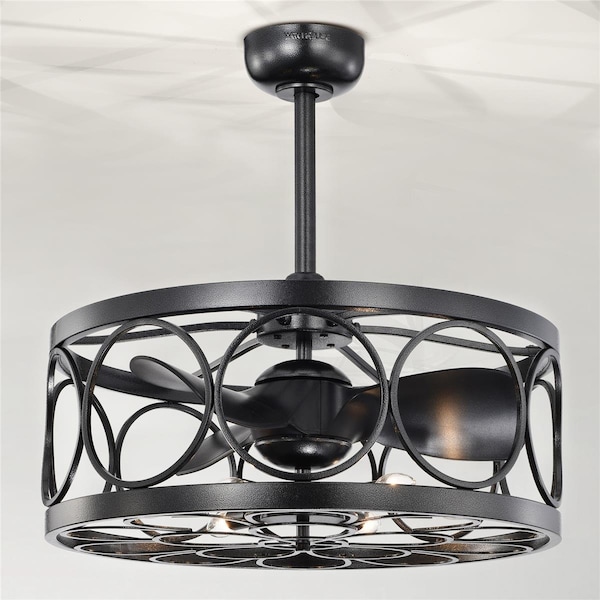Warehouse Of Tiffany 24.4 in. Sultan 6-Light Indoor Ceiling Fan with Light Kit, Black - DW01W01SI