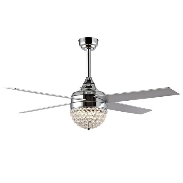 Safavieh 52 x 52 x 14-19-24 in. Crista Chrome & Clear Ceiling Fan & Remote - CLF1023B