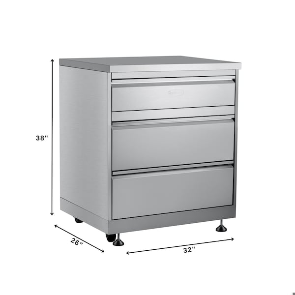 Koolmore 32 in. Stainless-Steel Outdoor Kitchen Cabinet with Three Drawers KM-OKS-CAB3 - KM-OKS-CAB3