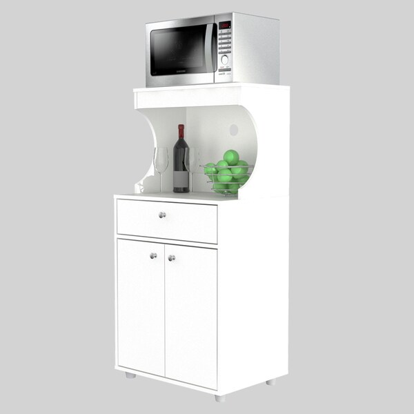 Inval Kitchen/Microwave Storage Cabinet 23.6 in. W x 17.1 in. D x 50 in. H in White - GCM-061