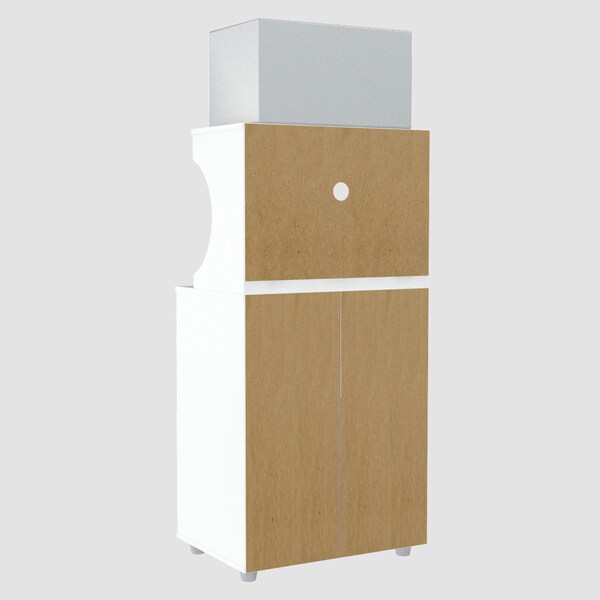 Inval Kitchen/Microwave Storage Cabinet 23.6 in. W x 17.1 in. D x 50 in. H in White - GCM-061