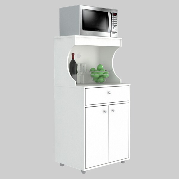 Inval Kitchen/Microwave Storage Cabinet 23.6 in. W x 17.1 in. D x 50 in. H in White - GCM-061
