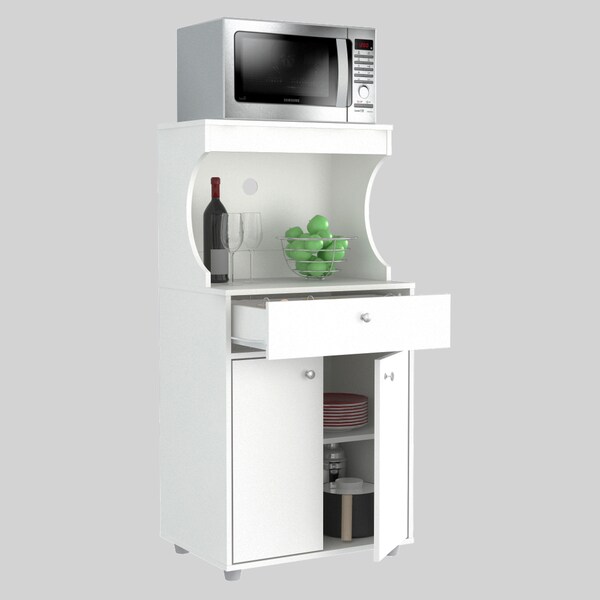Inval Kitchen/Microwave Storage Cabinet 23.6 in. W x 17.1 in. D x 50 in. H in White - GCM-061