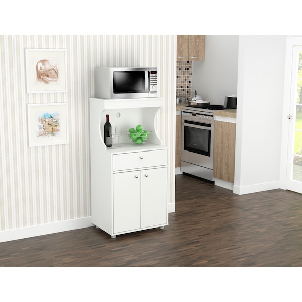 Inval Kitchen/Microwave Storage Cabinet 23.6 in. W x 17.1 in. D x 50 in. H in White - GCM-061