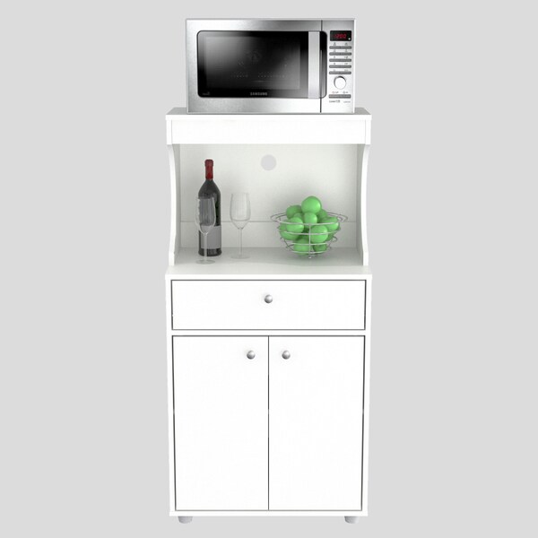 Inval Kitchen/Microwave Storage Cabinet 23.6 in. W x 17.1 in. D x 50 in. H in White - GCM-061