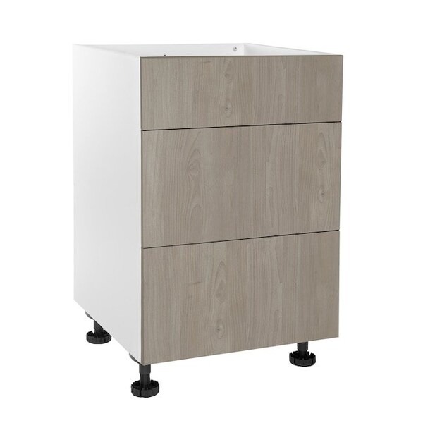Cambridge Quick Assemble Modern Style, Grey Nordic 24 in. Base Kitchen Cabinet, 3 Drawer (24 in. W x 24 in. D x 34.50 in. H) - SA-BUD2P24-GN