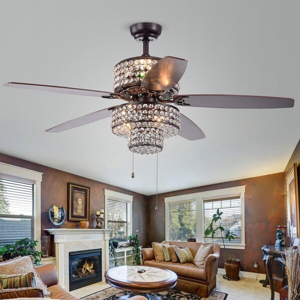 Warehouse Of Tiffany 52 in. Tierna 6-Light Indoor Hand Pull Chain Ceiling Fan, Bronze - CFL-8340BR