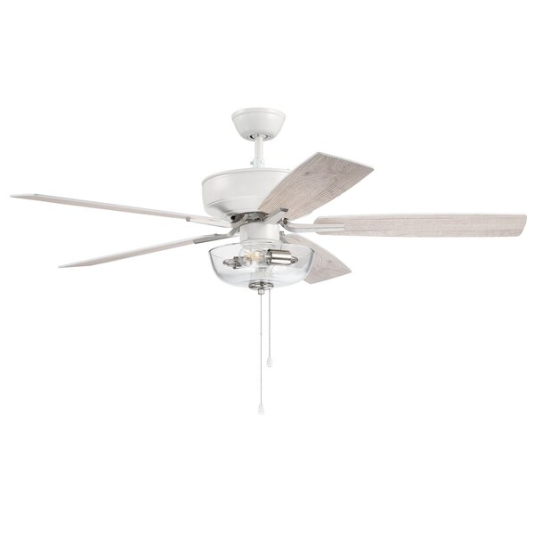 Craftmade 52in Pro Plus 101 in White/Polished Nickel w/ White/Washed Oak Blades - P101WPLN5-52WWOK