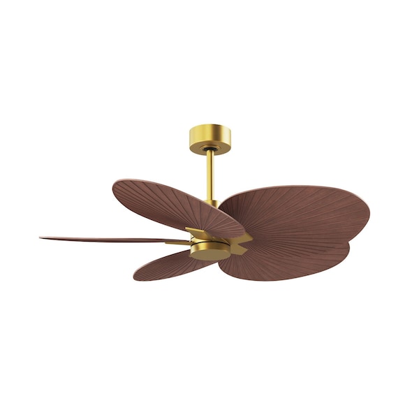 Matthews Fan Co Alessandra Tropical 5-Blade Ceiling Fan In Brushed Brass And Walnut Tone Blades - AKTP-BRBR-WN