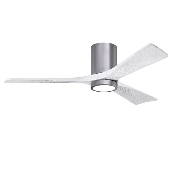 Matthews Fan Co Irene-3Hlk Three-Blade Flush Mount Paddle Fan In Brushed Pewter Finish, 832974 - IR3HLK-BP-MWH-52