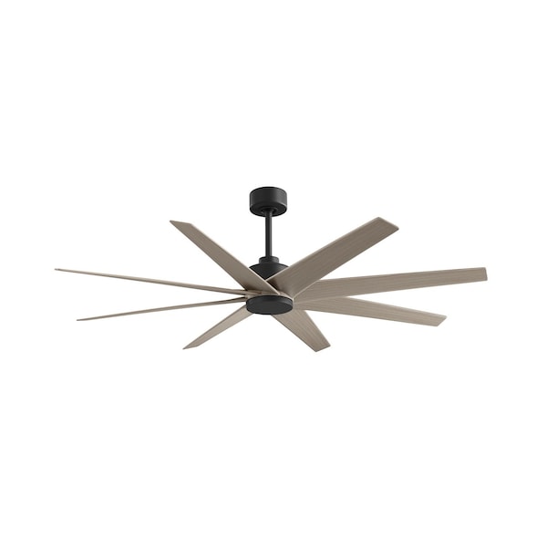 Matthews Fan Co Ariella 8-Blade Ceiling Fan In Matte Black With Gray Ash Tone Blades - AN-BK-GA-64