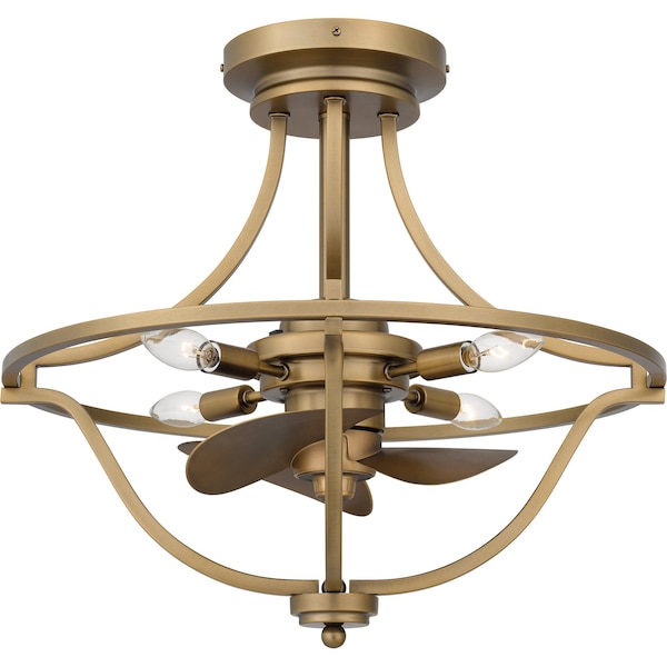 Quoizel Fandelier Fan Light 4 Lights Weathered Brass - QFA6156WS