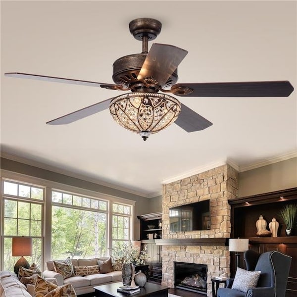 Warehouse Of Tiffany Warehouse of Tiffany CFL-8353REMO-RB 52 in. Gliska Indoor Remote Controlled Ceiling Fan with Light Kit; Bronze - CFL-8353REMO/RB