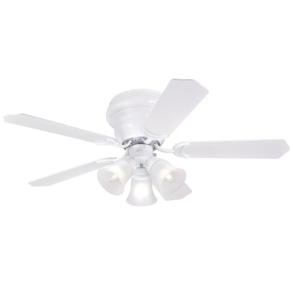 Brightbomb 42 in. White Finish Reversible Blades Frosted Glass White & White Washed Pine - BR3275284
