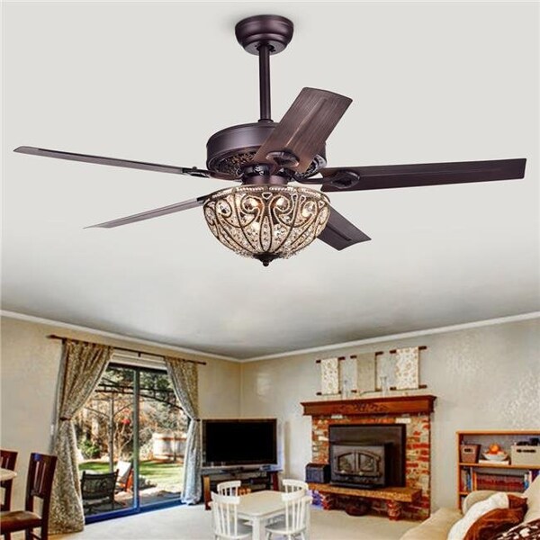 Warehouse Of Tiffany Warehouse of Tiffany CFL-8111REMO-AB 48 in. Catalina Indoor Remote Controlled Ceiling Fan with Light Kit; Bronze - CFL-8111REMO/AB