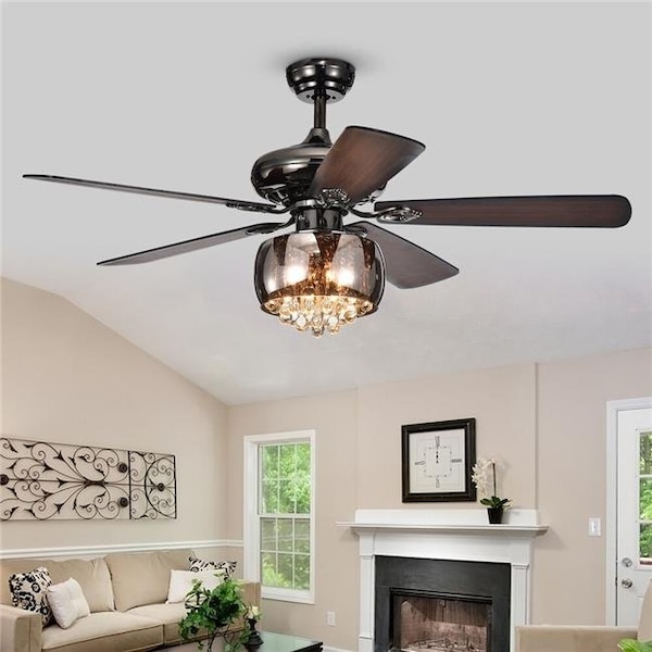 Warehouse Of Tiffany Warehouse of Tiffany CFL-8307 27 in. Nettle Indoor Remote Controlled Ceiling Fan with Light Kit; Black - CFL-8307